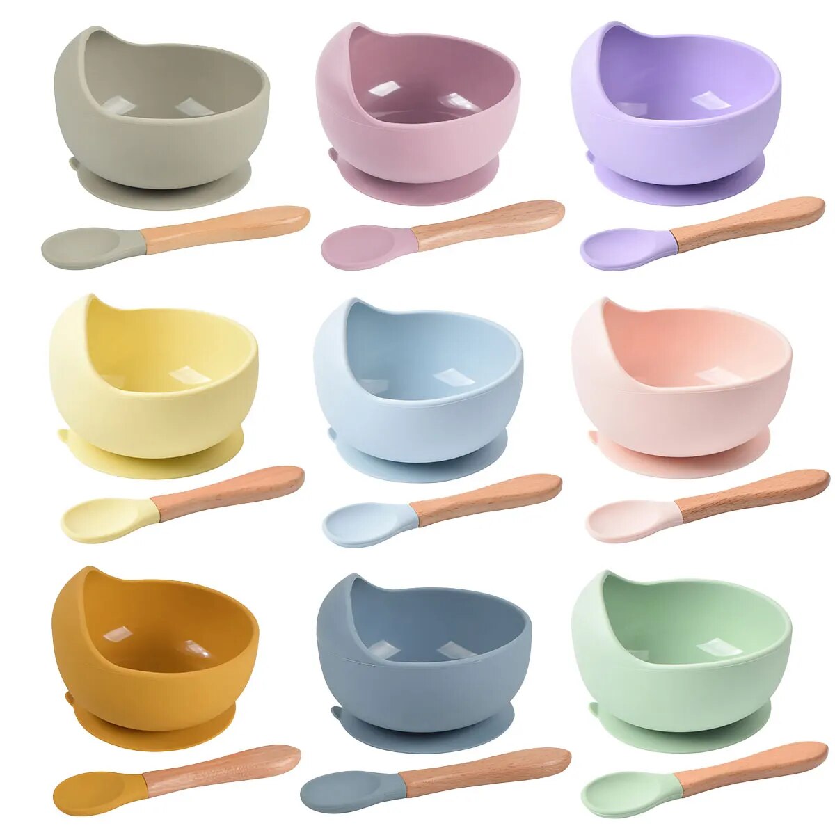 Baby Food Table - 2PCS Silicone Baby Feeding Bowl Tableware