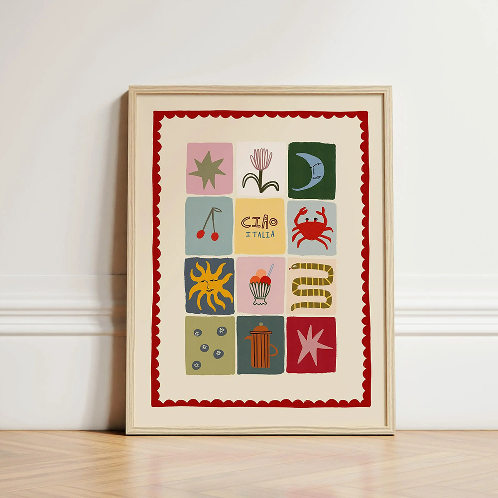 Patchwork Print Kids Wall Art  - đánh giá và giá Baby Food Banana