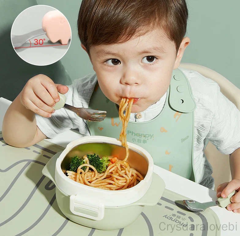 1setElephant Short Fork Spoon  - đánh giá và giá Baby Food Knife Set
