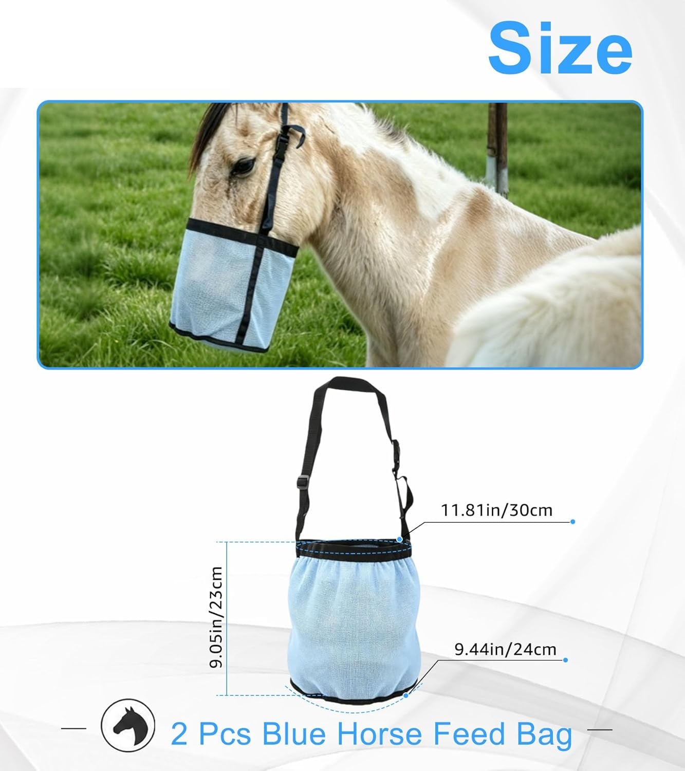 2pcs Horse Feed Bags Blue/Blac - đánh giá và giá Mesh Feeder Bag