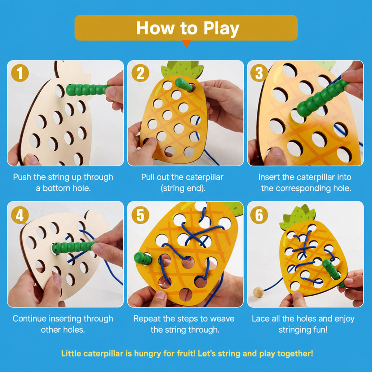 Wooden Lacing Pineapple Thread - đánh giá và giá Baby Food Game